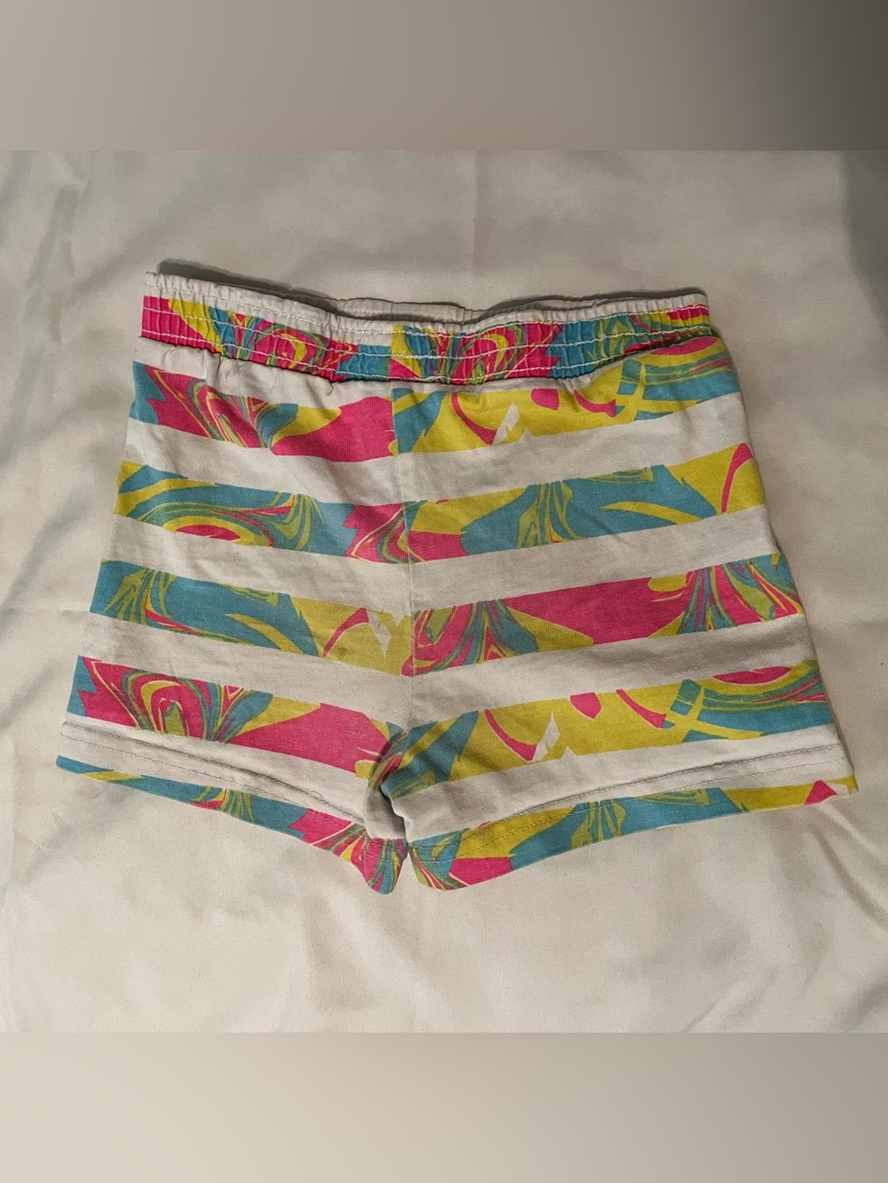 Girls 4T Tropical Stripe Shorts Pink Blue Yellow Summer Shorts 100% Cotton
